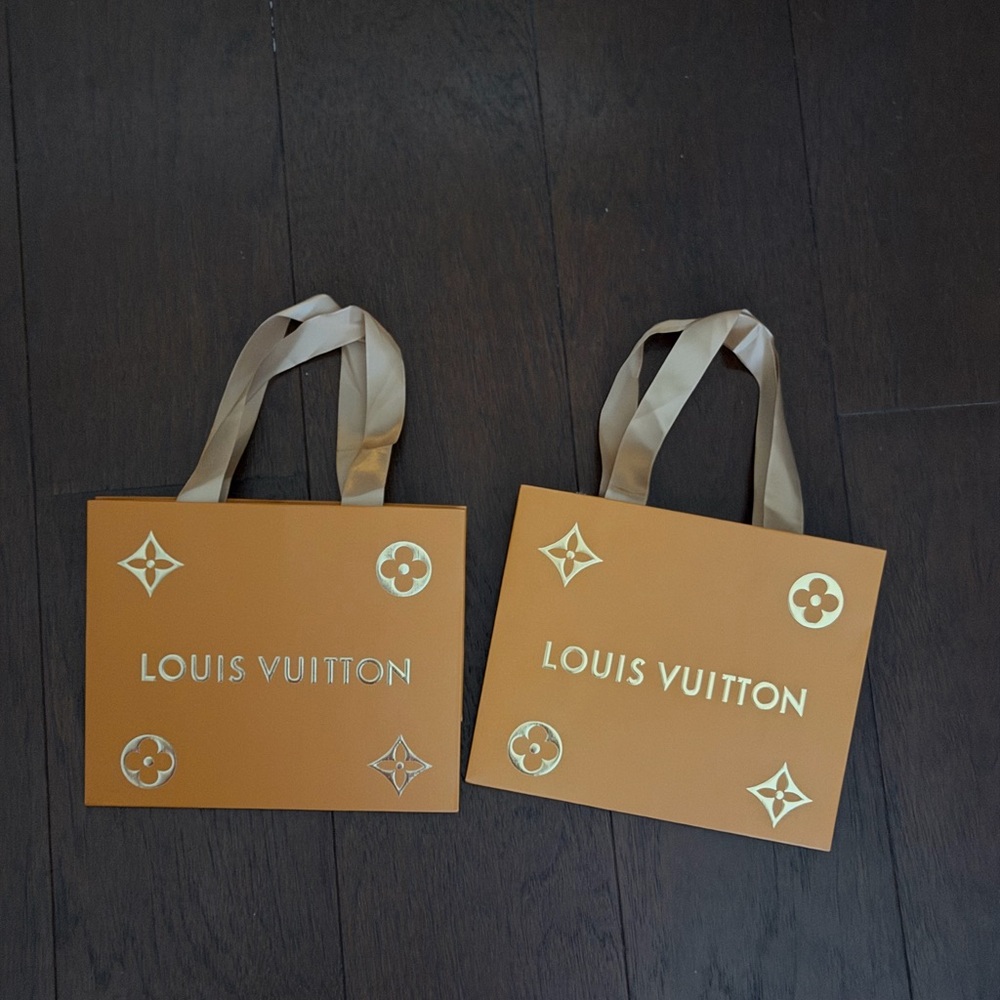 Louis Vuitton Tan and Gold Gift Bag
